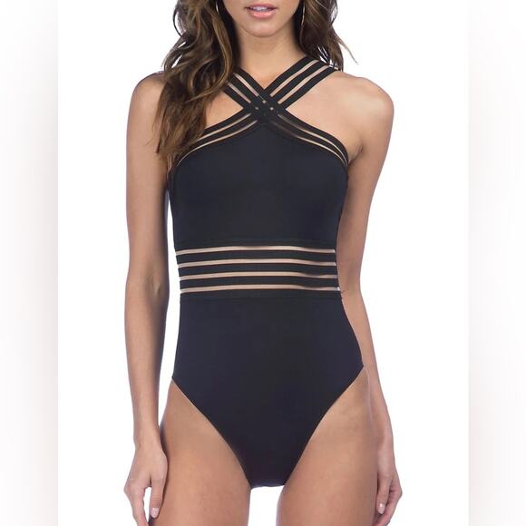 Kenneth Cole New York Stompin in My Stilettos High Neck Mio One Piece Swimsuit - Picture 1 of 5